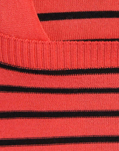 梦舒雅梦舒雅m.suya 西瓜红色条纹假两件长袖针织衫22161012-74_唯品