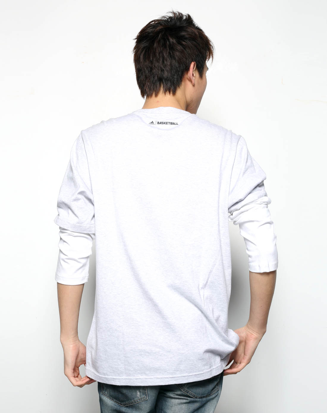 阿迪达斯adidas男子浅灰白长袖t恤w27432_唯品会