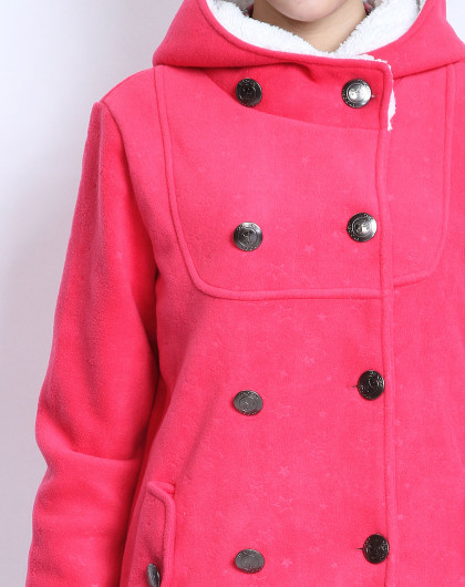 少女休闲舒适玫红色长袖复合布外套127h15-25_唯品会