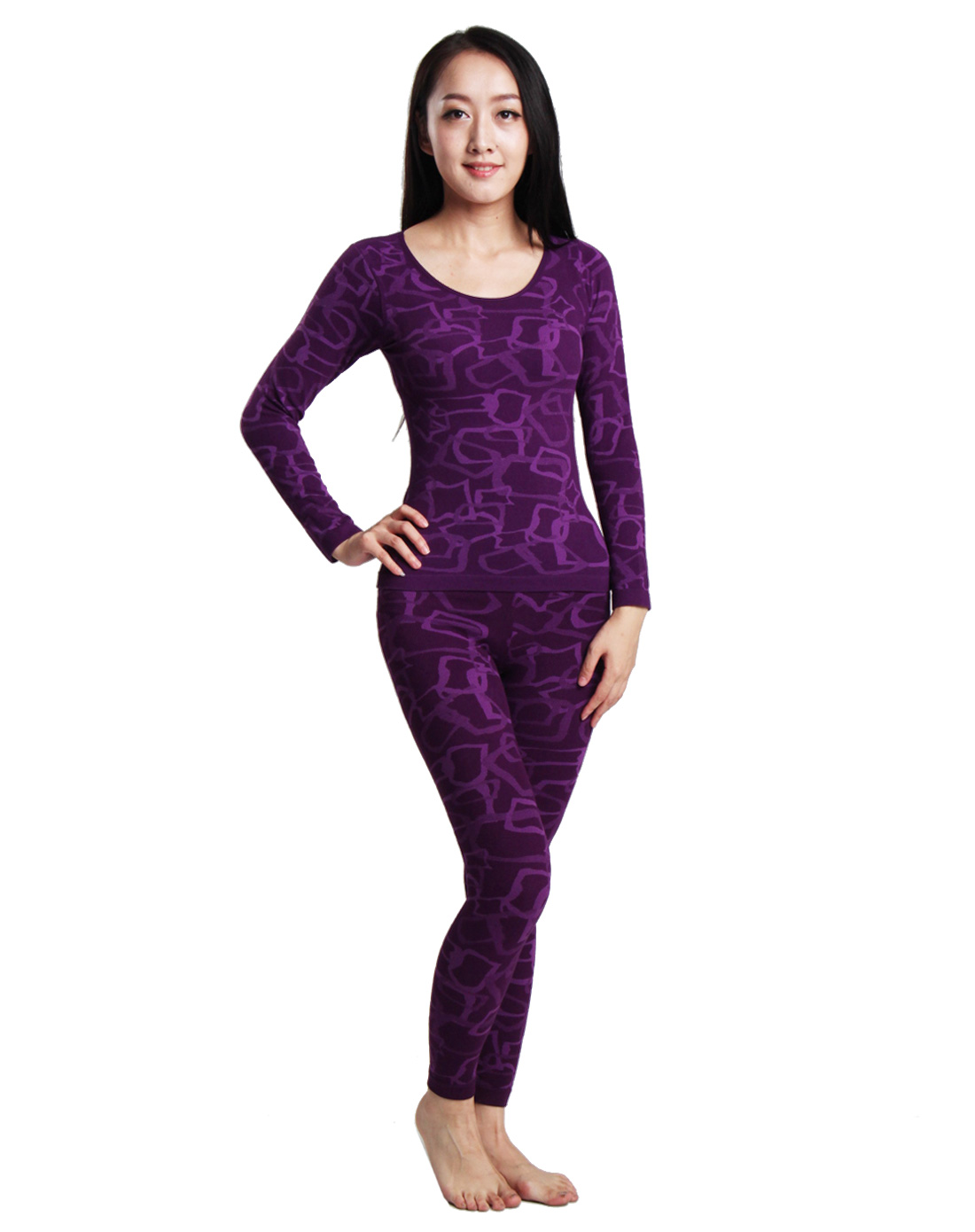 女款紫色无缝美体内衣套装