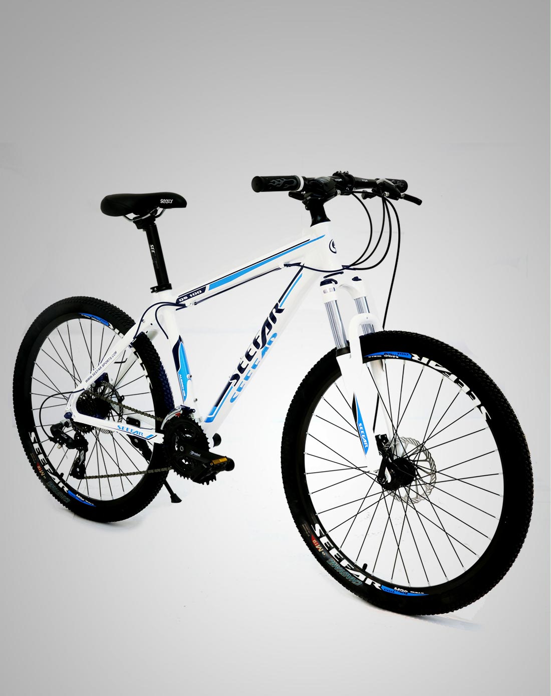 骑士100蓝/白色时尚山地自行车