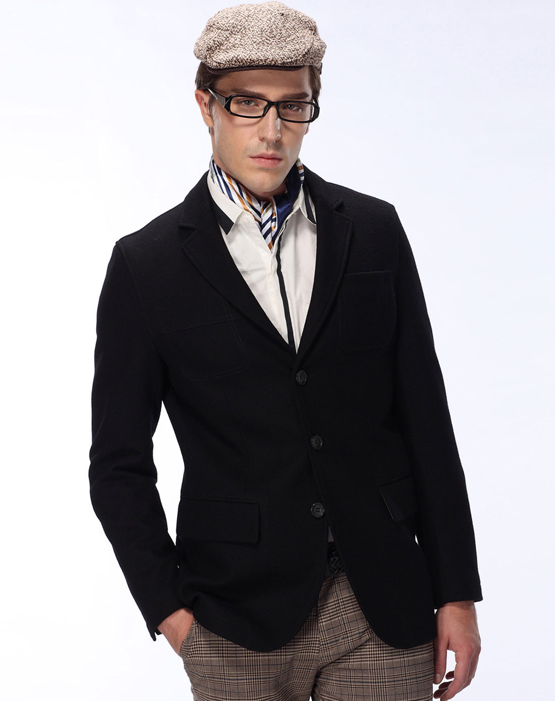 最后约惠-男装&童装&百货专场男款黑色精纺羊毛呢子西装款修身外套