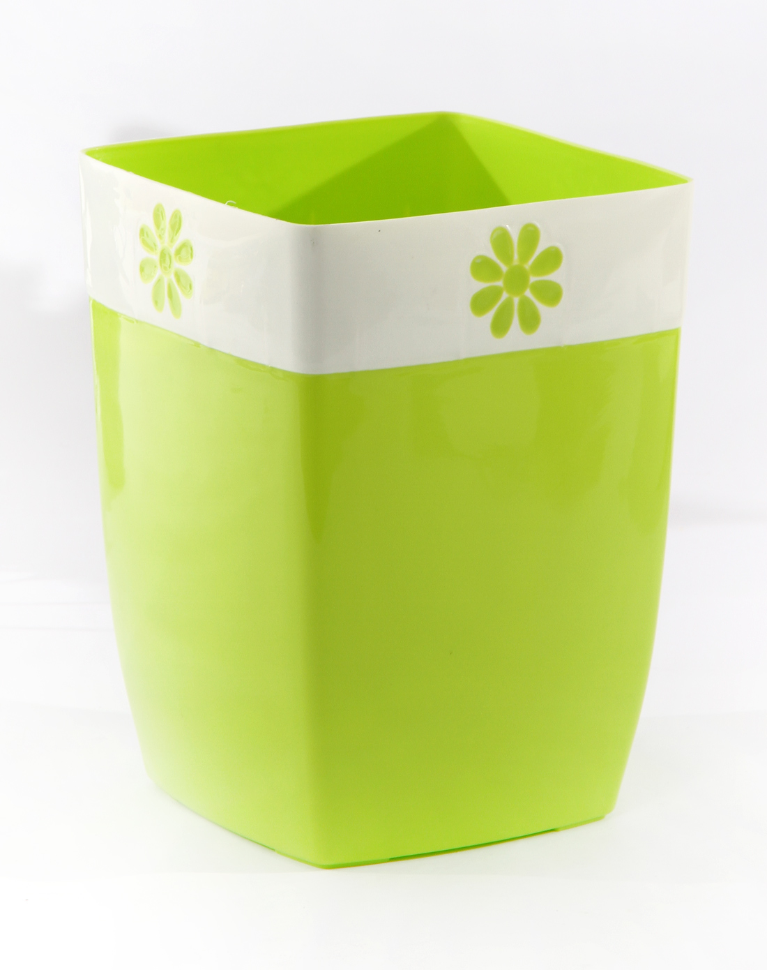 绿色梅花塑料桌面收纳桶