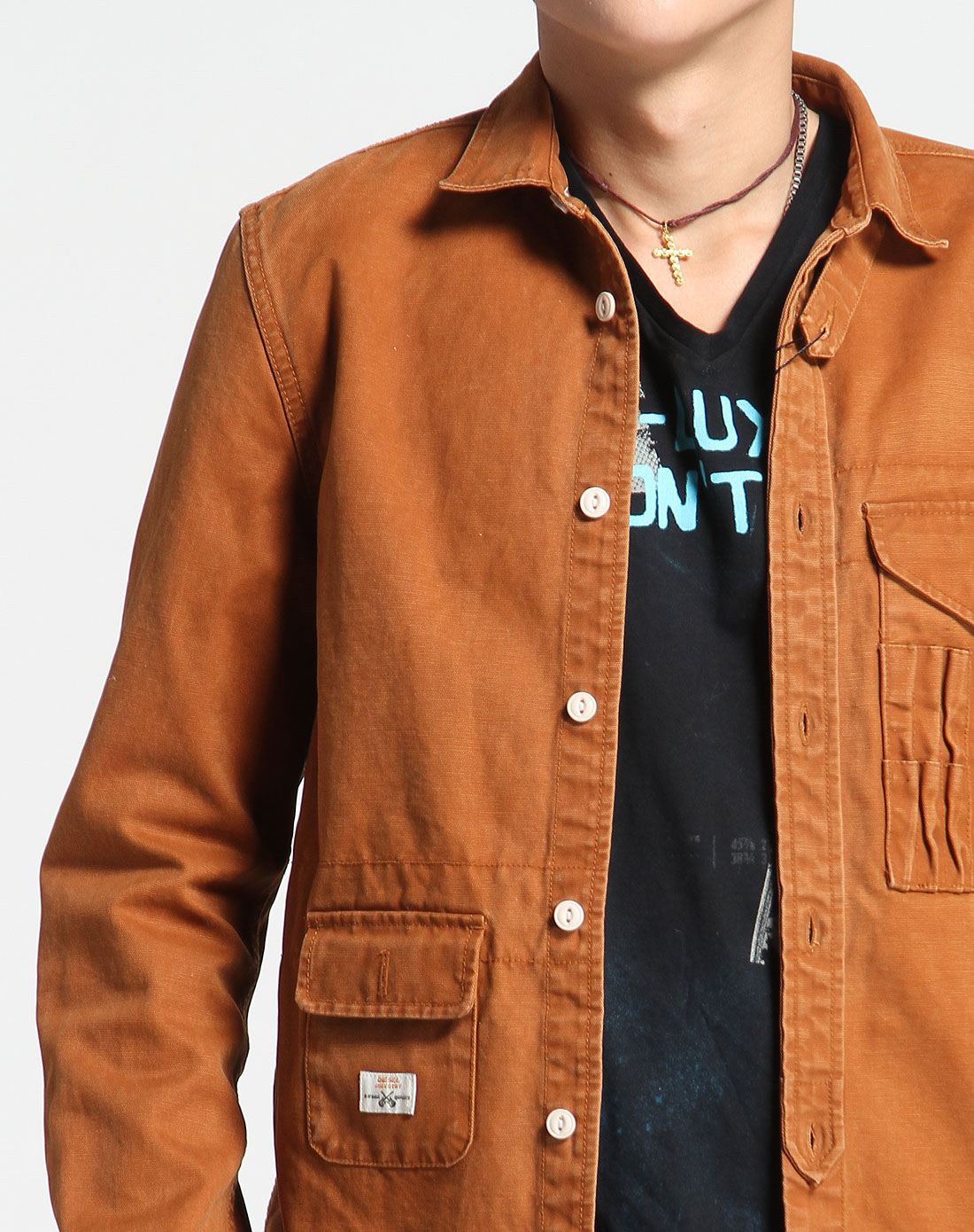 男款西部牛仔风黄棕色长袖外套