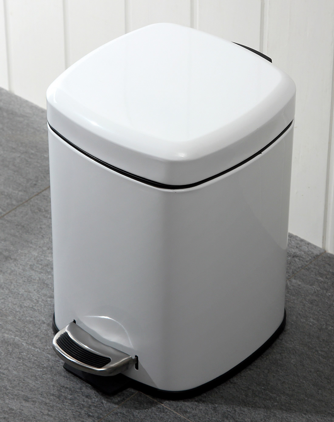 6升方形白色脚踏垃圾桶