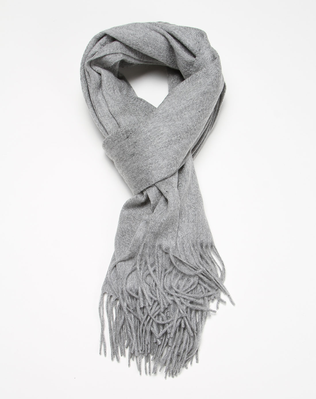 > 女款烟灰色时尚休闲素色混绒围巾