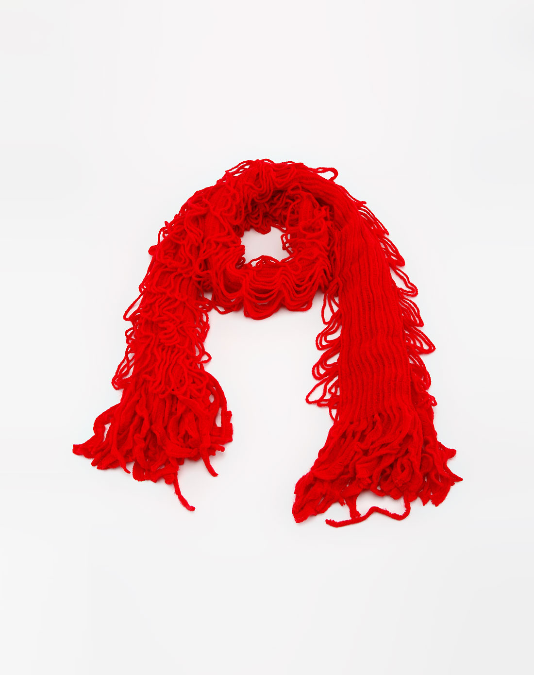 女款大红色毛线时尚围巾