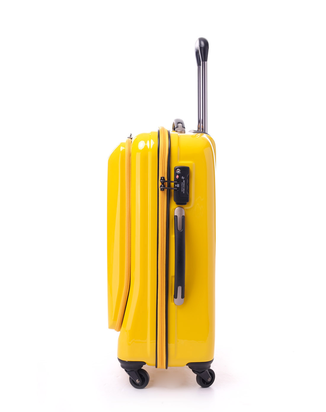 女款26寸黄色pc高端镜面拉杆箱