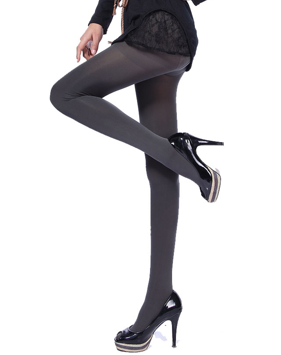 女款120d灰色媚感收腹提臀美腿天鹅绒连裤袜(2条装)