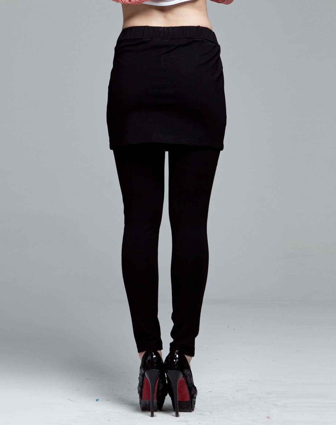 黑色加厚弹力假两件打底裤裙