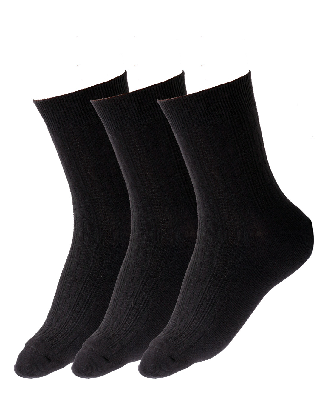 黑竖条麻花提花男袜3双装