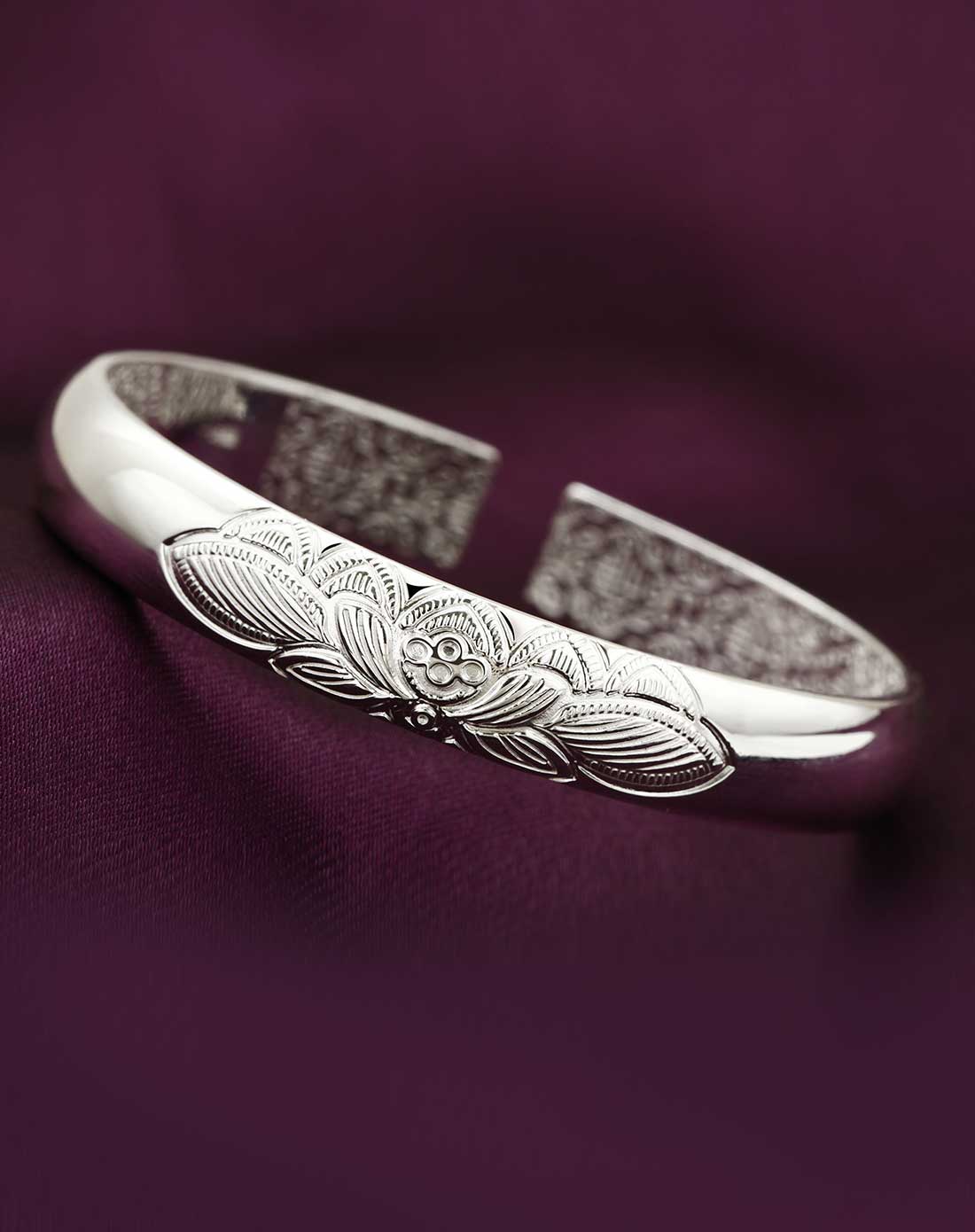 久爱 莲花纯银手镯