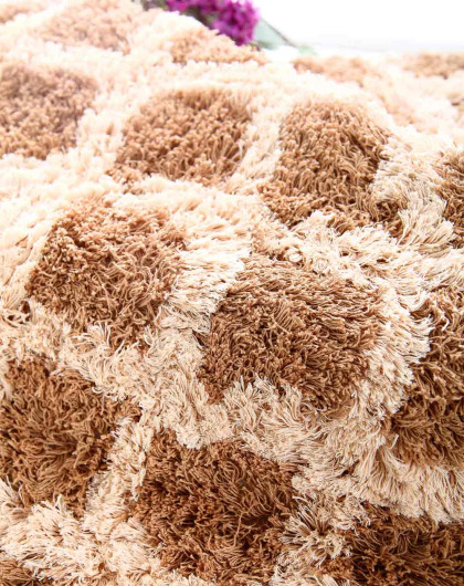 全棉格绒地毯/深咖