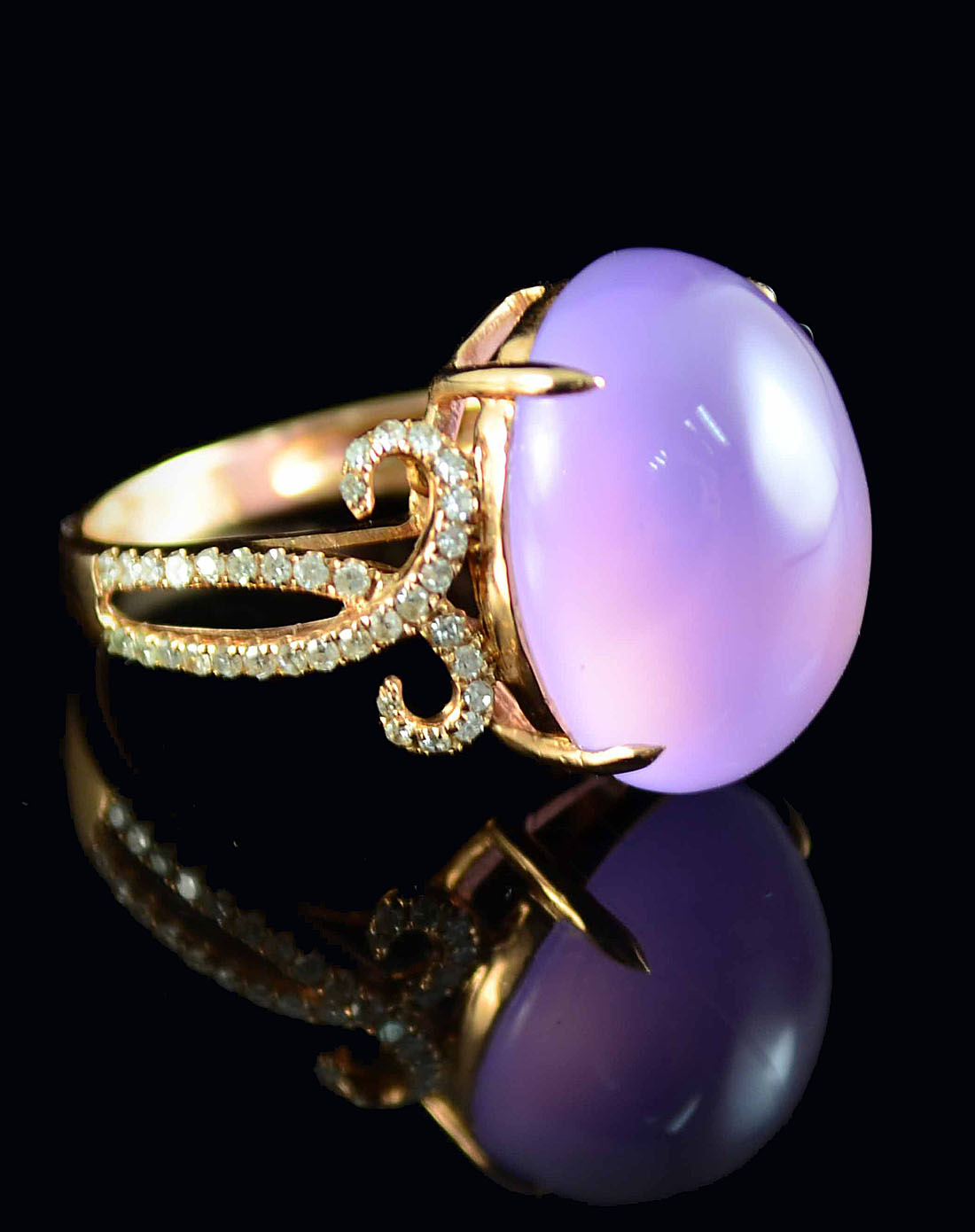 18k金紫罗兰玉髓13克拉戒指