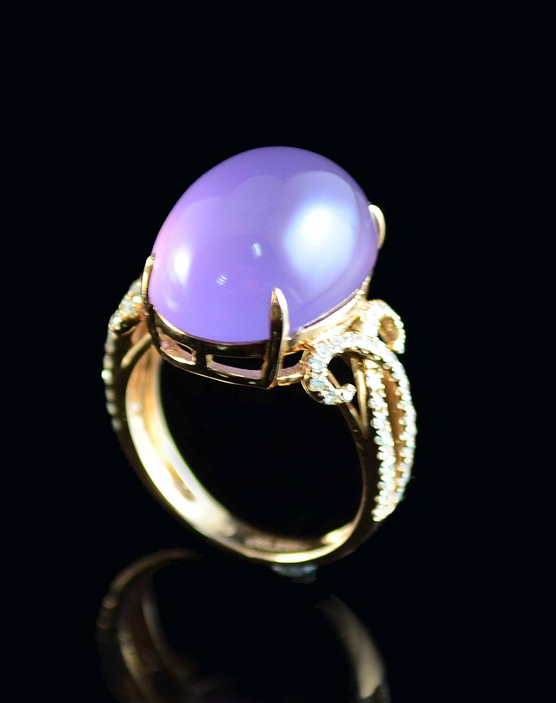 18k金紫罗兰玉髓13克拉戒指
