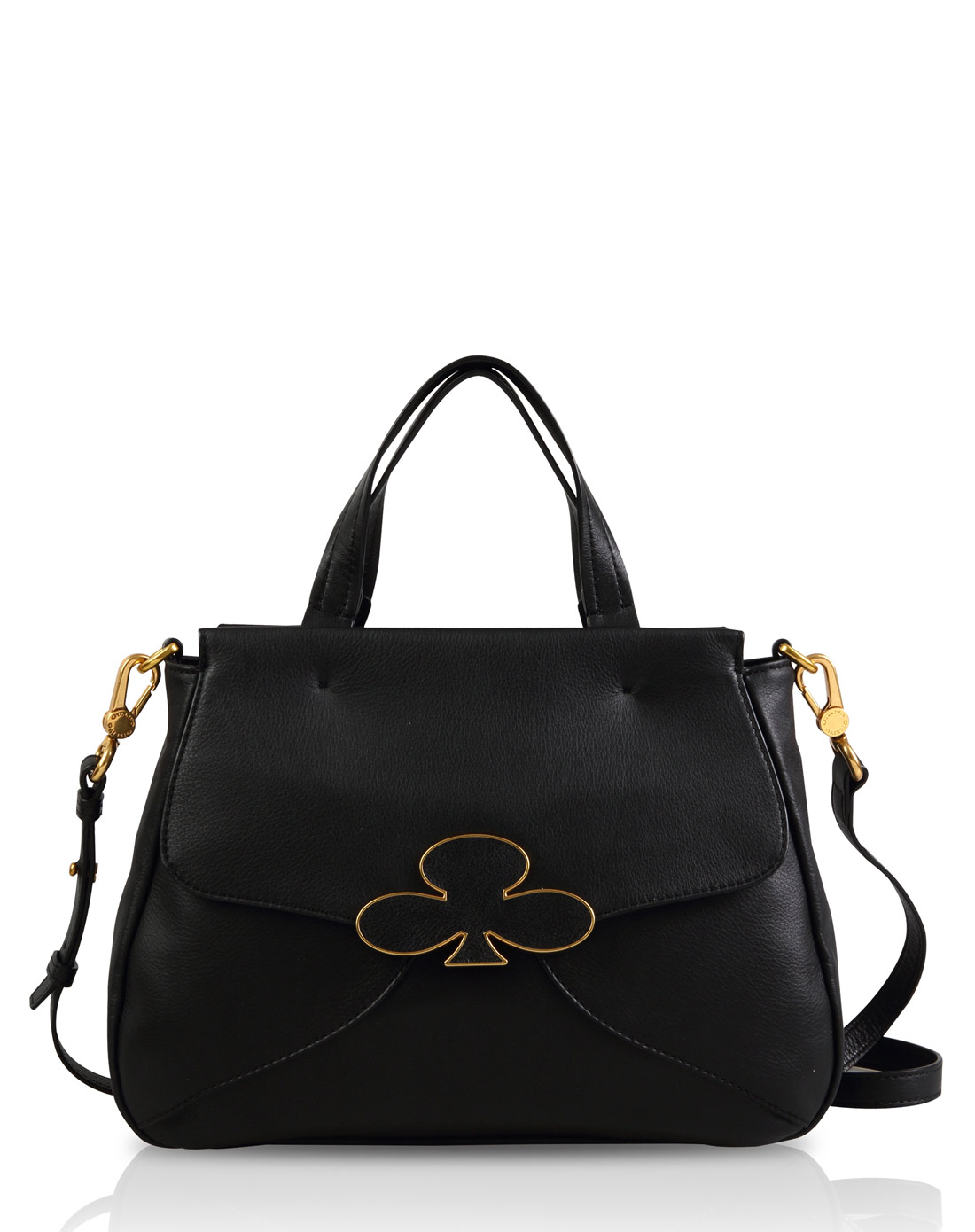 gillivo 女款黑色优雅花型金属锁扣手提单肩包