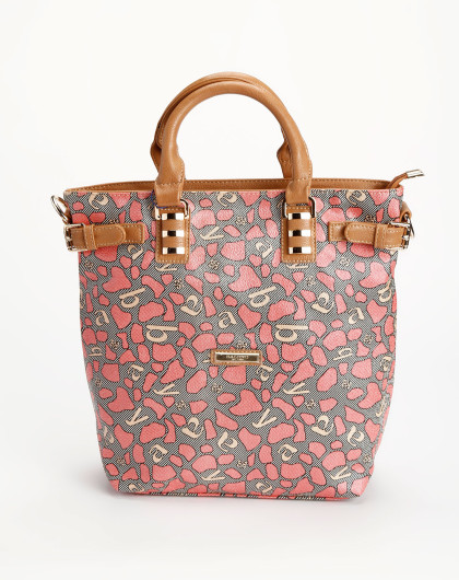 宾奴baleno 粉红/黑色印花手提两用包