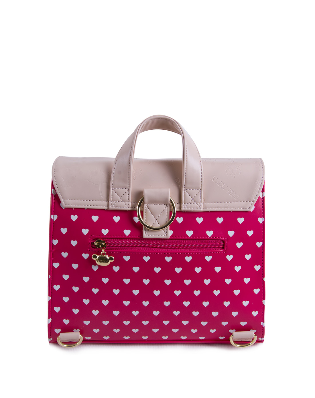 中国娃娃pucca女款玫红彩绘情人多用包