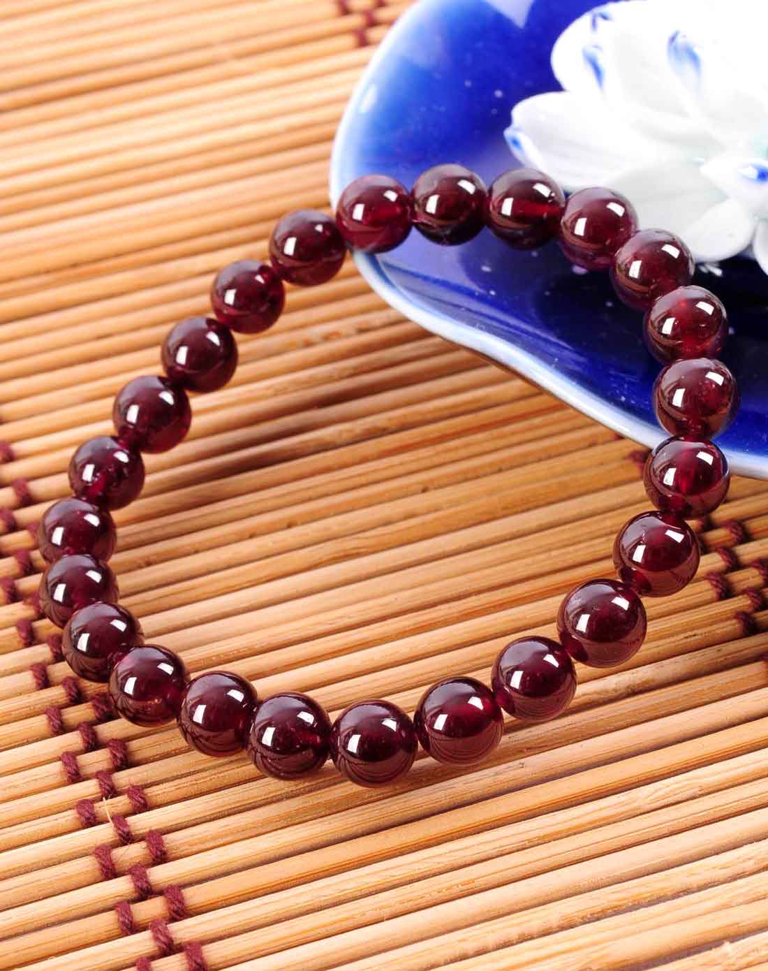 女款暗红色天然星光石榴石手链(附证书)