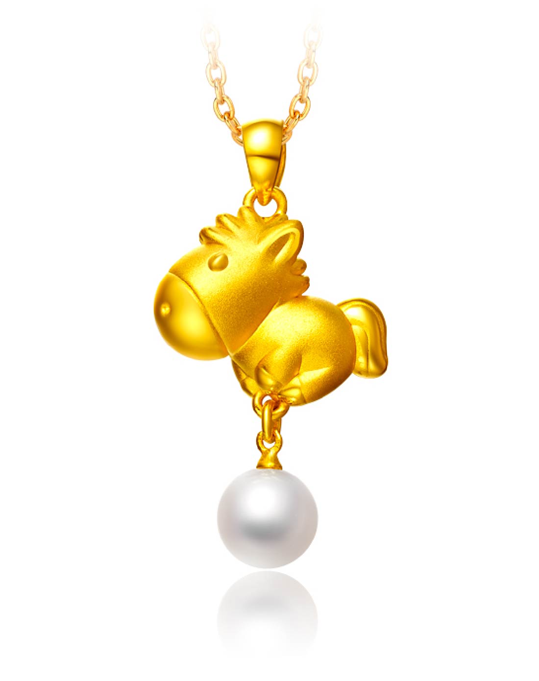 周大福chow tai fook珠宝专场-俏皮生肖马黄金珍珠吊坠