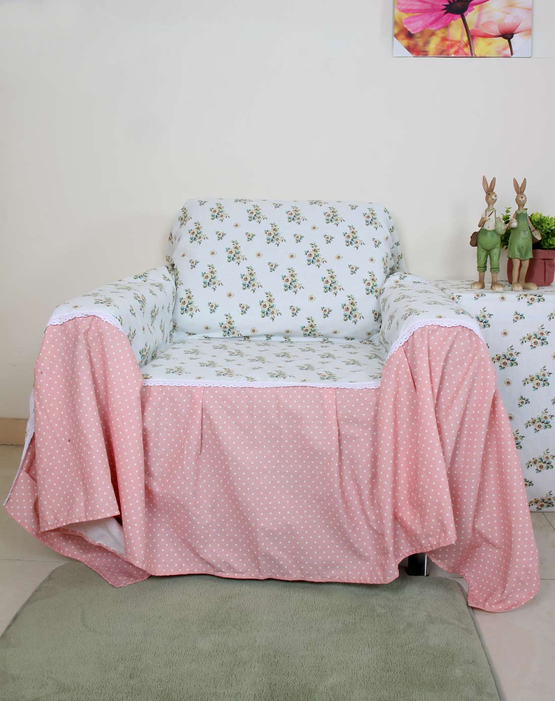 欧式小花单人沙发罩