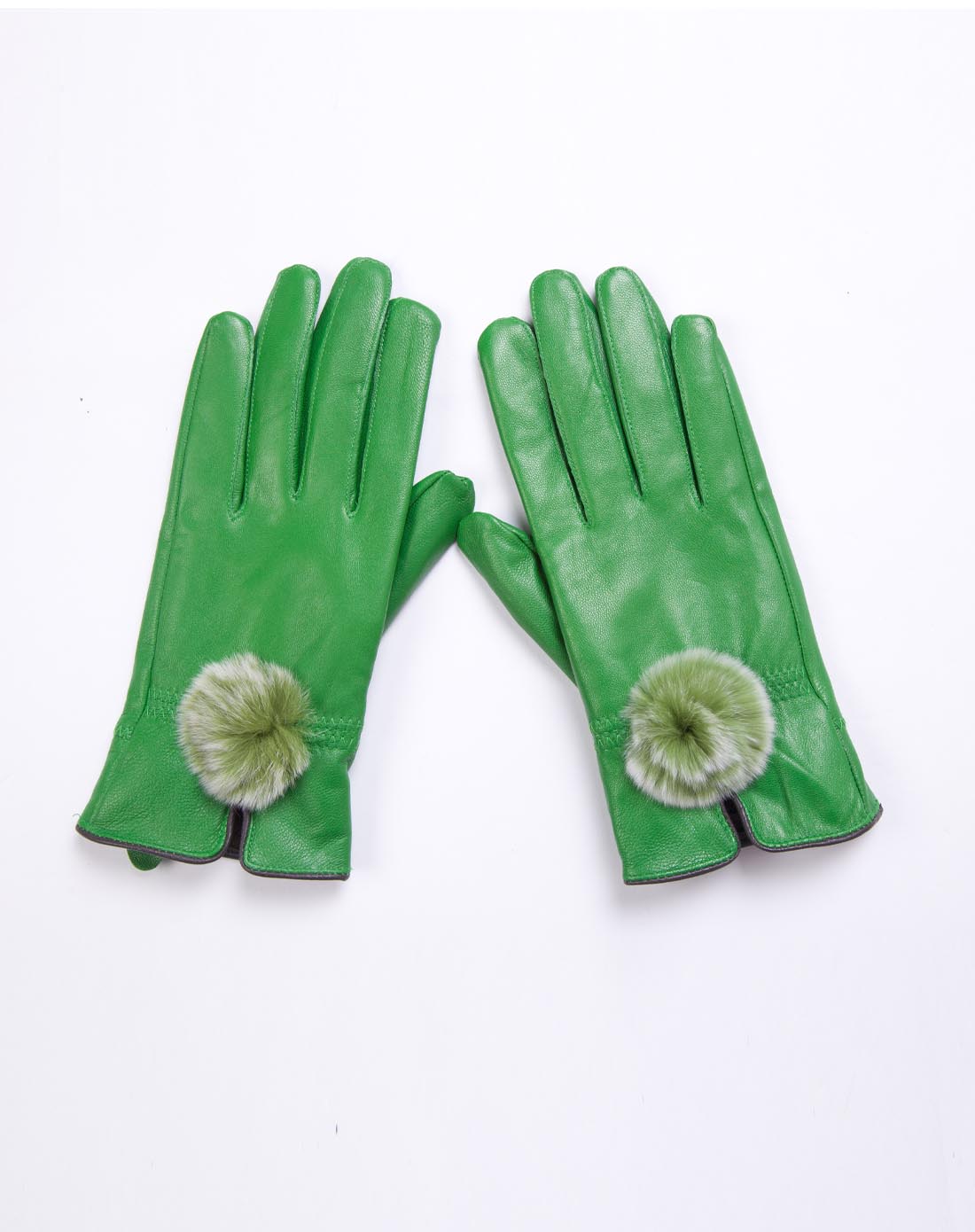 女款绿色绵羊皮手套