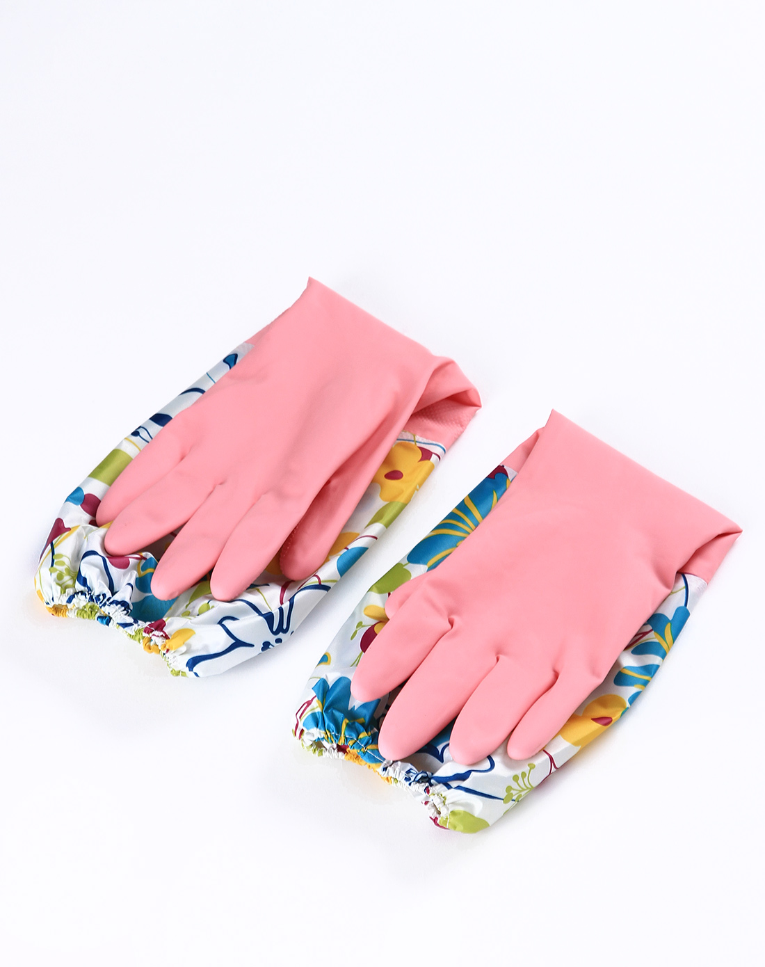 粉红色加长加绒橡胶家用手套(紧口)