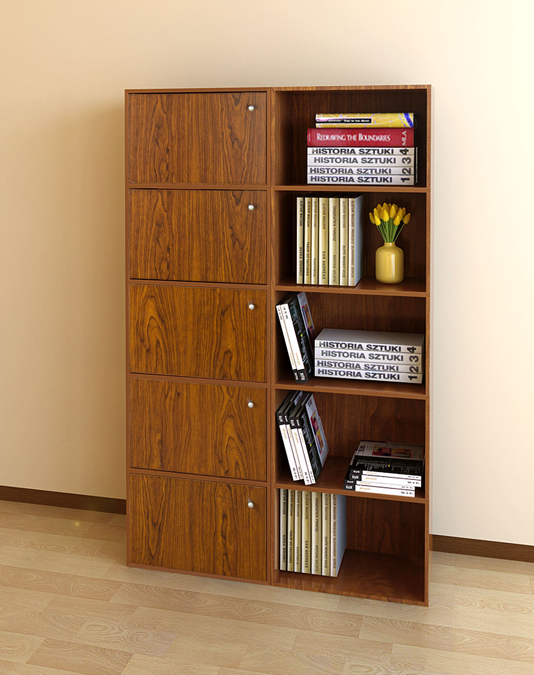 慧乐家鲁比克五层书柜组合套装(深红樱桃木色)11135(11087 11055)