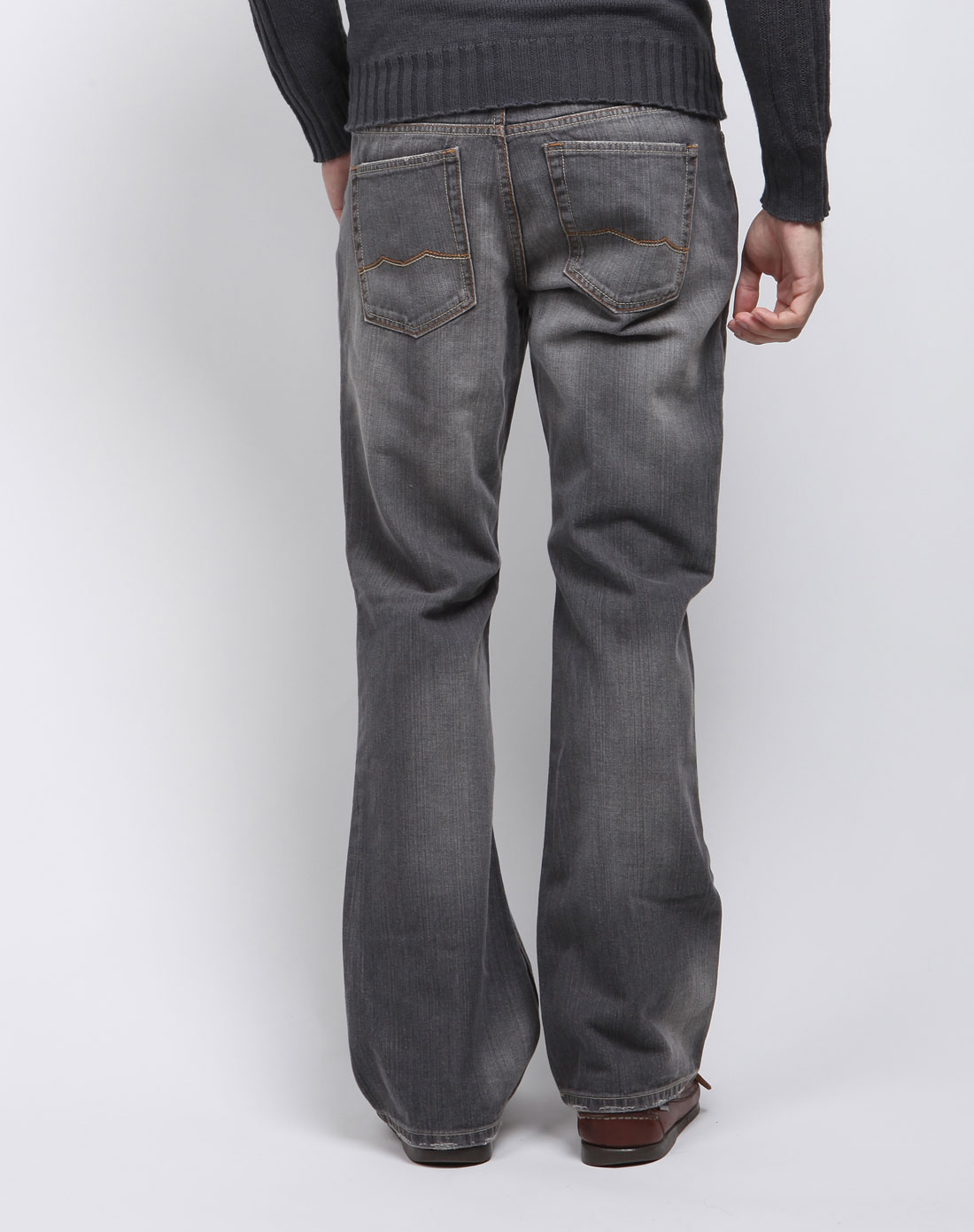 浅黑色低腰微喇裤