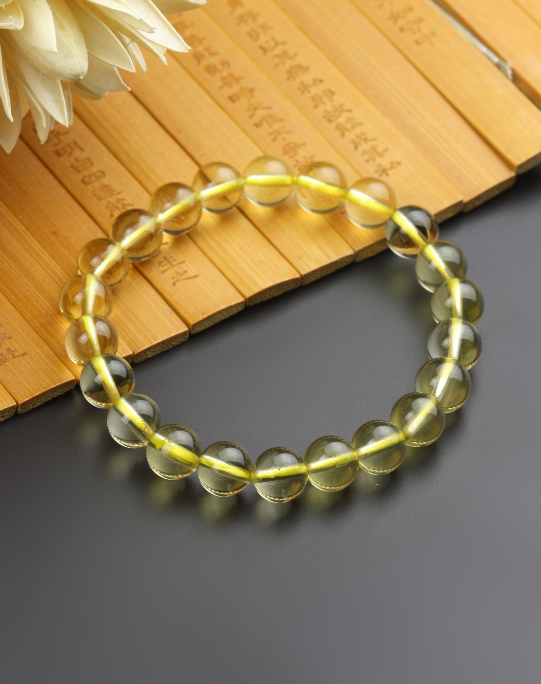 黄色黄水晶圆珠手链8mm附证书