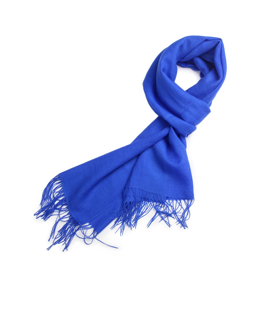 蓝色素色经典羊毛围巾