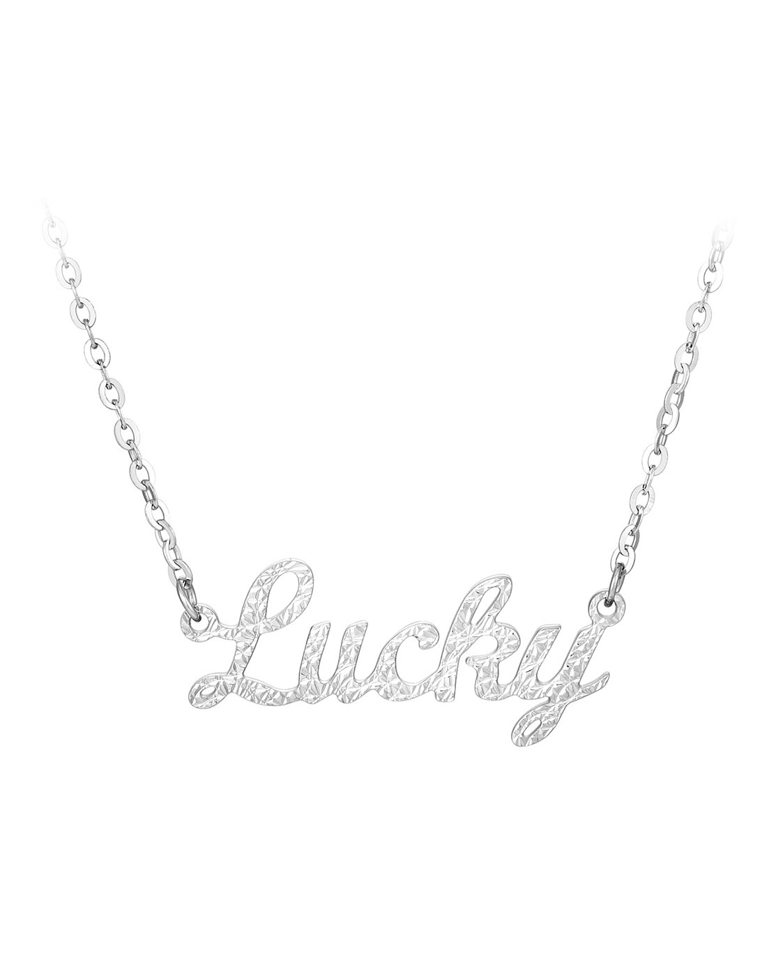 18k金白色lucky锁骨链项链女款套链