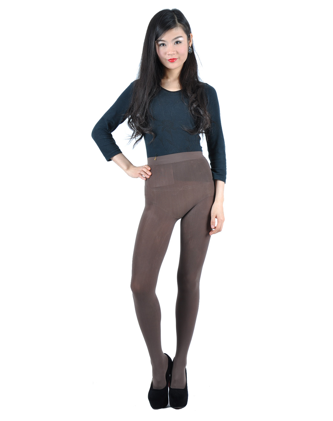 皮尔卡丹 女280d二代特厚高密无缝连裤袜深咖啡