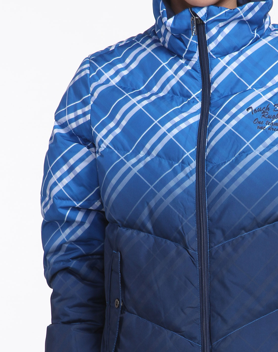 女款墨水蓝/深蓝色生活系列渐变色保暖长袖羽绒服