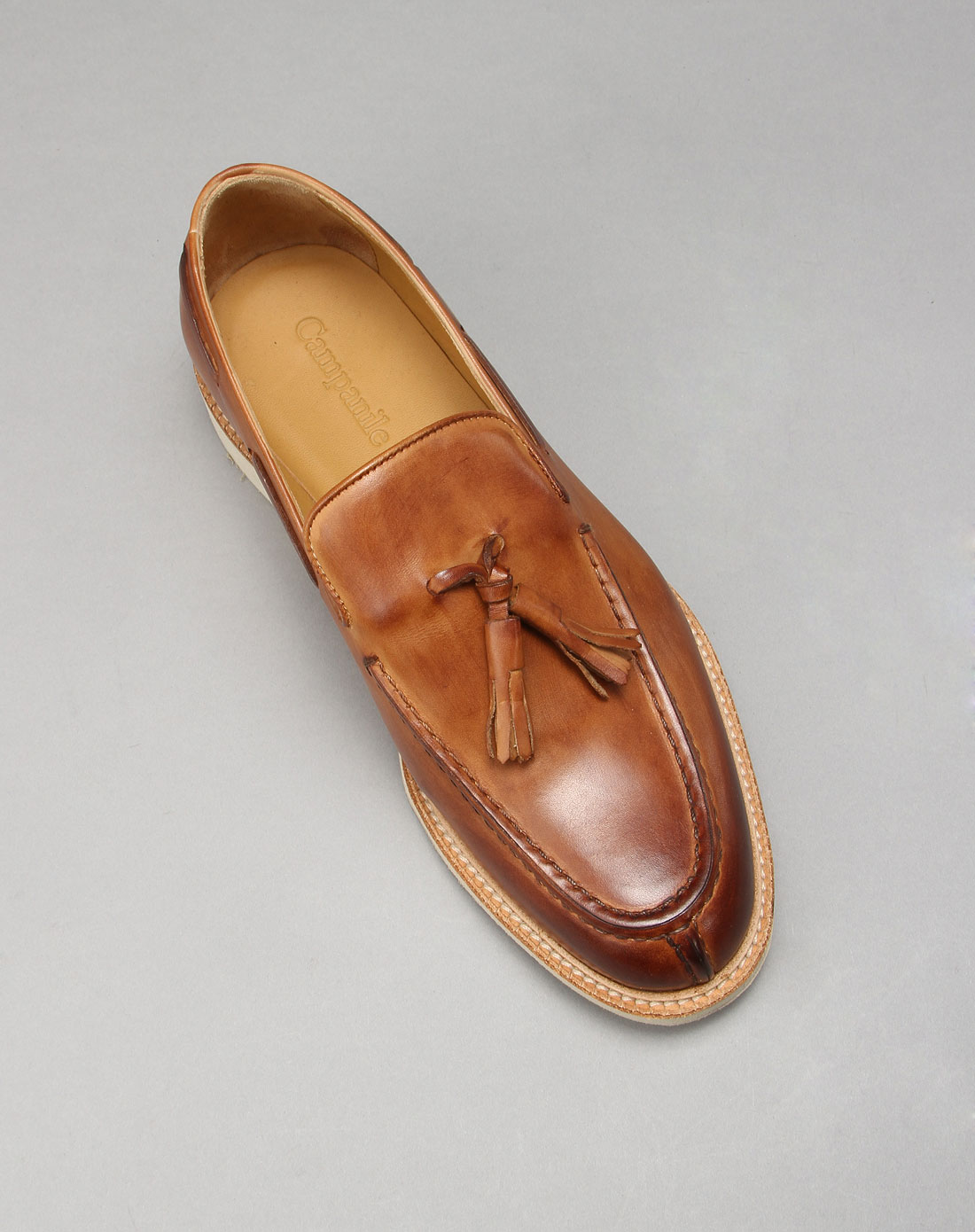 国际型男campanile意大利进口棕色牛皮浅口商务休闲单鞋c1aca110007