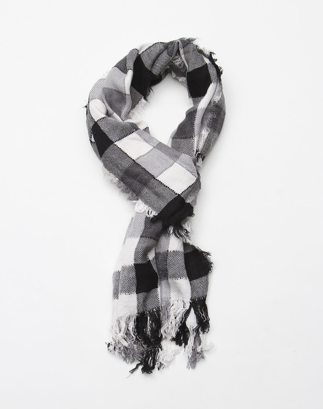 男中小童黑白色格仔围巾