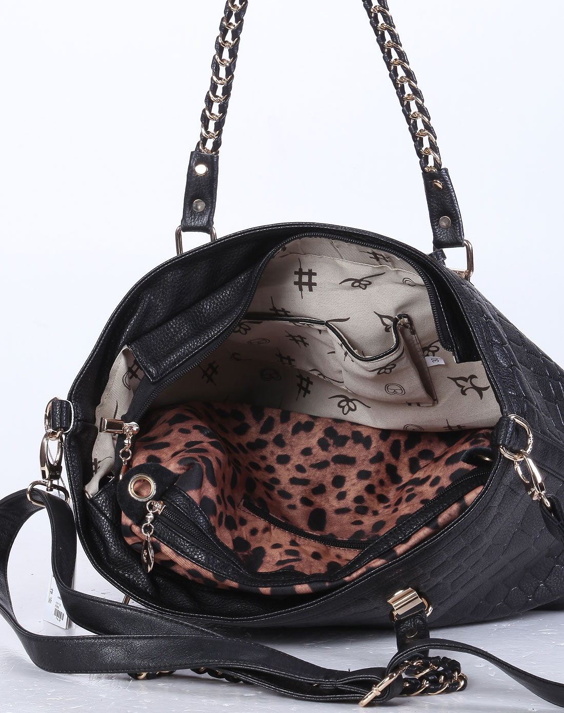 黑色石头纹时尚手提包