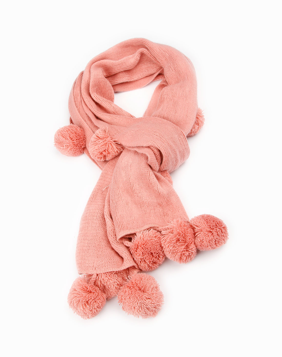 女款粉红色毛球围巾