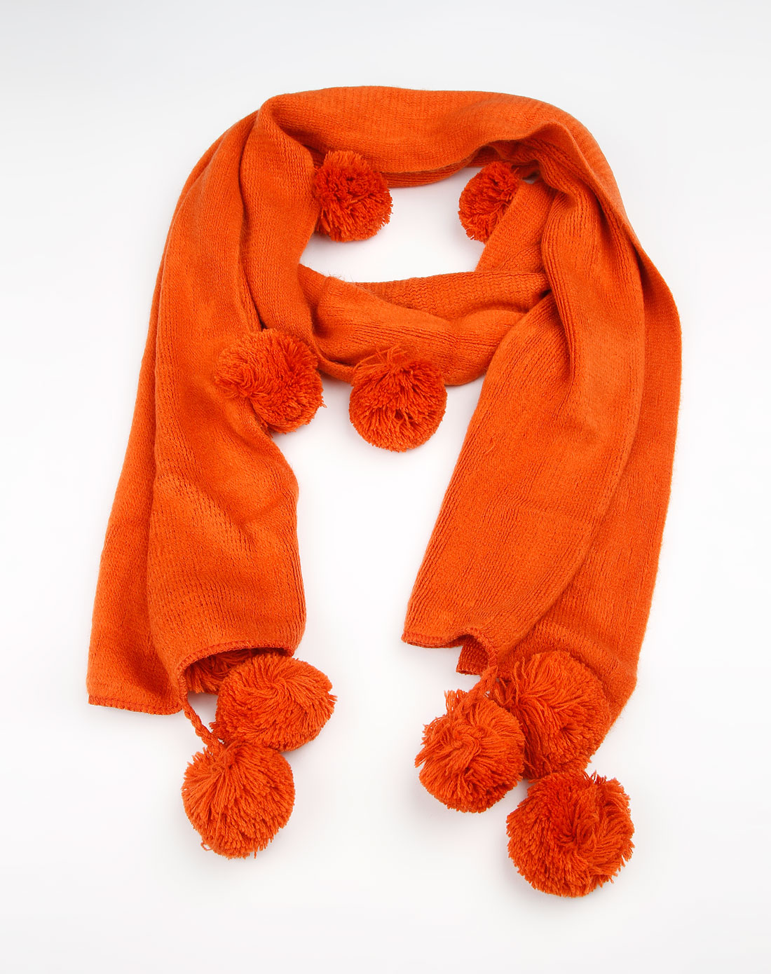 女款橙色毛球时尚围巾