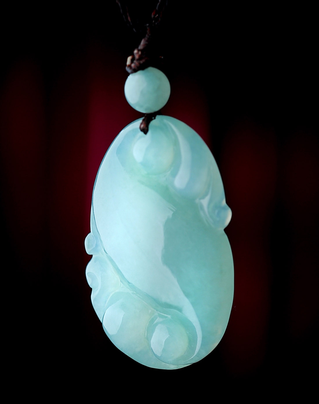 天然a货翡翠祥云如意吊坠(附证书)