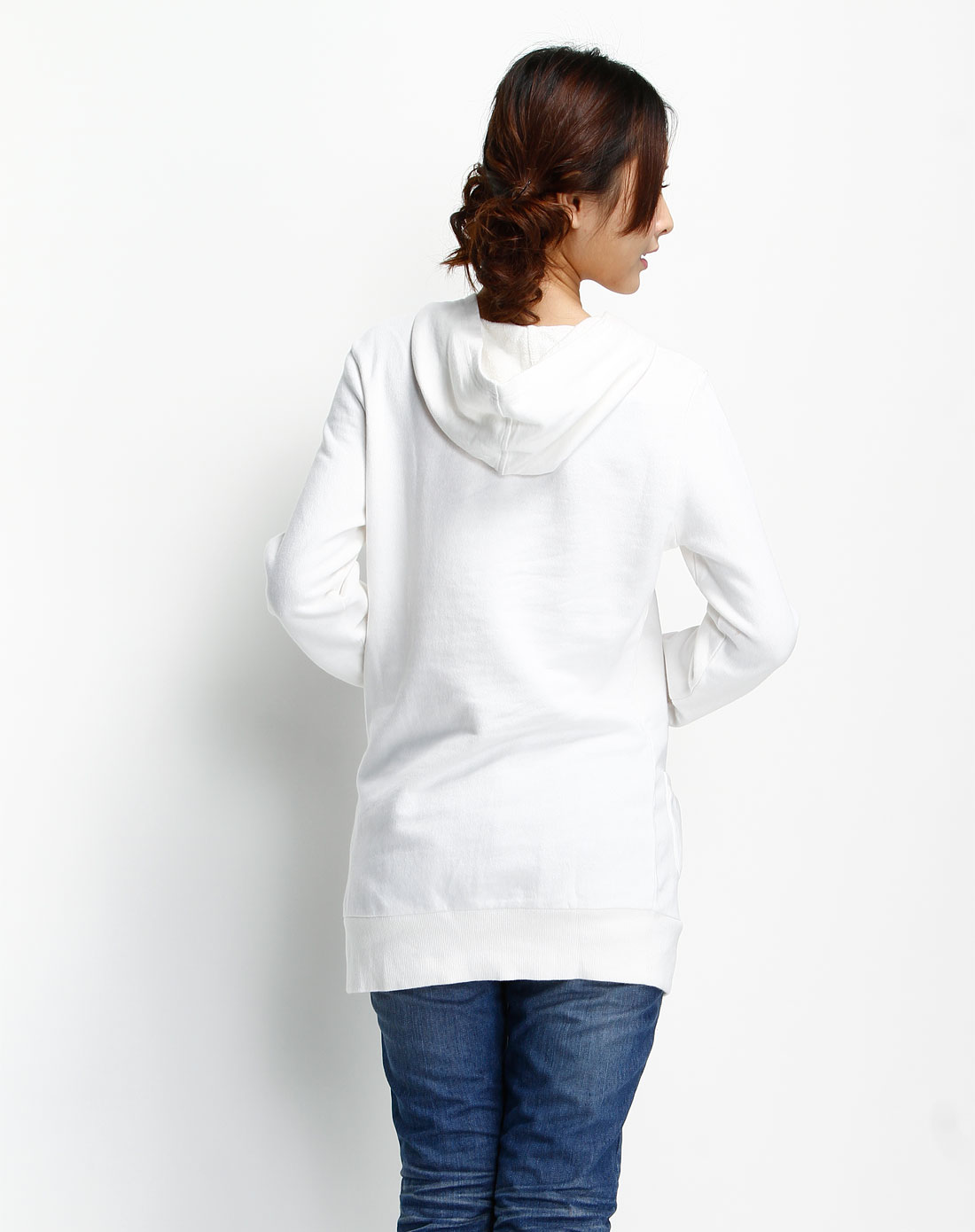 迪士尼disney-白色米妮烫钻长袖连帽长款卫衣hb350610202_唯品会