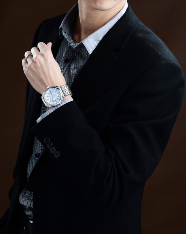 商务休闲睿智沉稳白盘机械男表