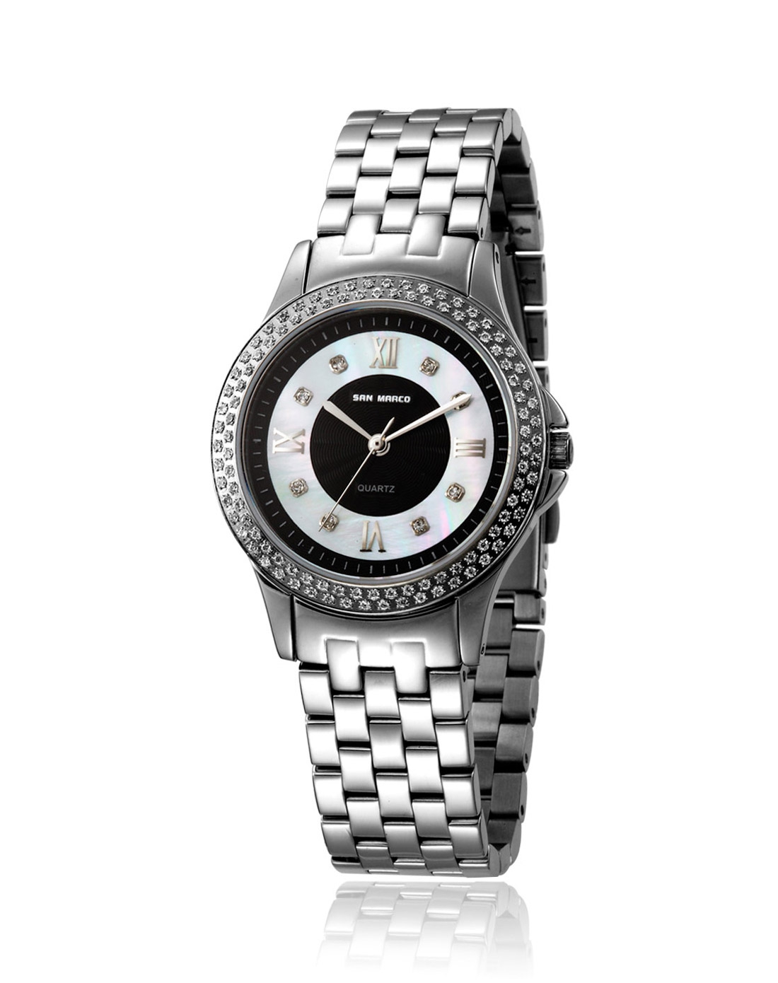 marco 简约灵动璀璨间黑表盘石英女表