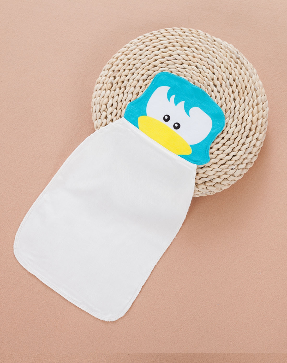 安茵儿aninkids 竹纤维卡通吸汗巾4条入(猫 企鹅) 柔软透气防感冒