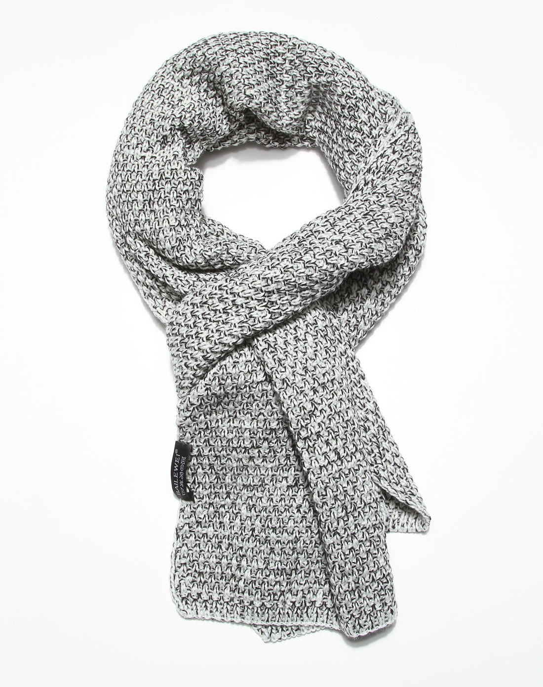 女款白灰色织花针织围巾