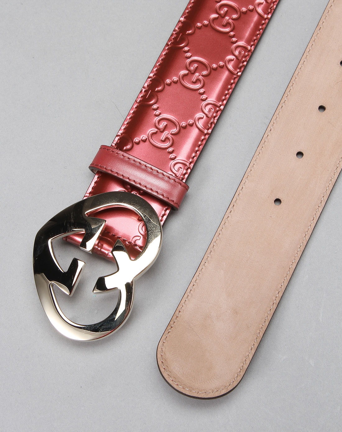 gucci 女款皮带玫红色