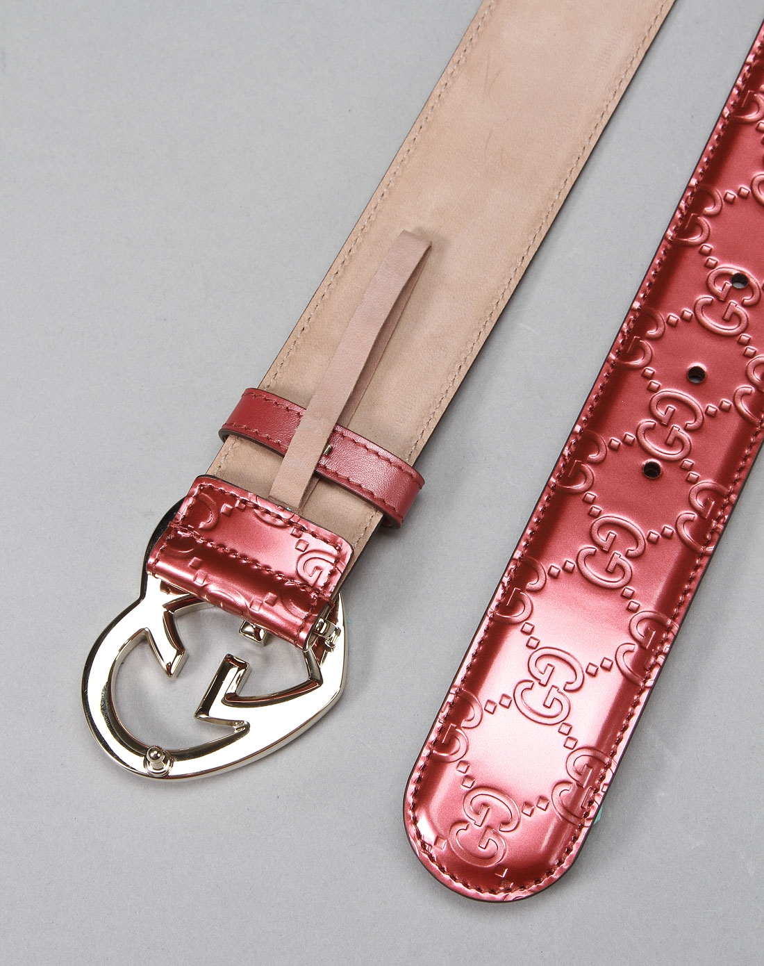 gucci 女款皮带玫红色