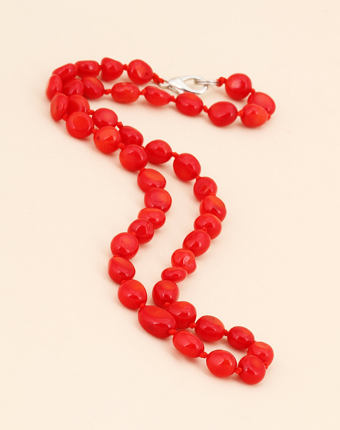 珊瑚石红豆项链