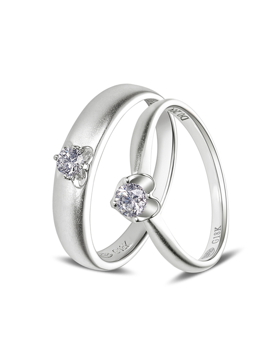 穿越时空系列晨曦之光款两钻同坯18k金对戒(按对出售)