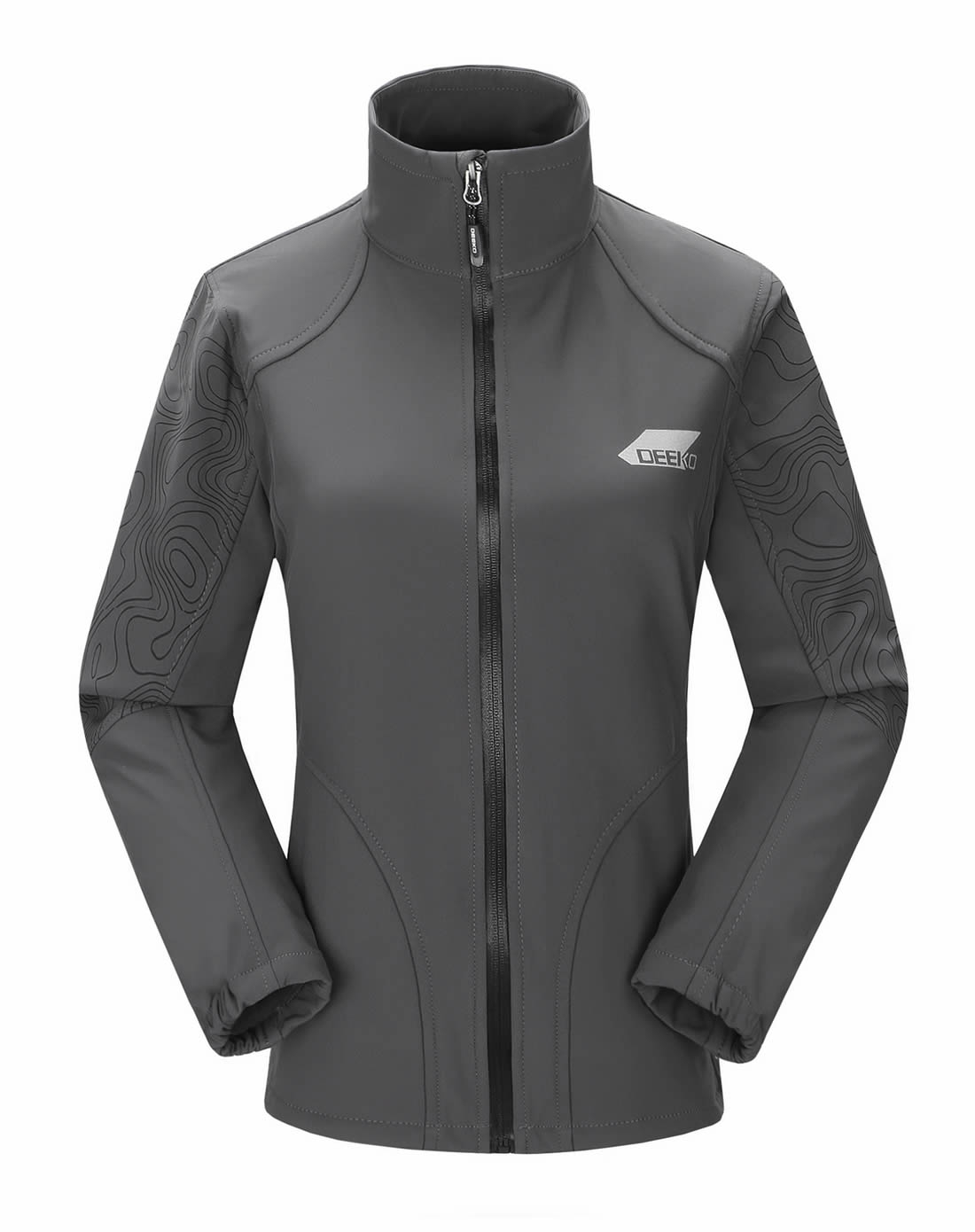 女士灰色鲨鱼皮防水防风软壳抓绒衣